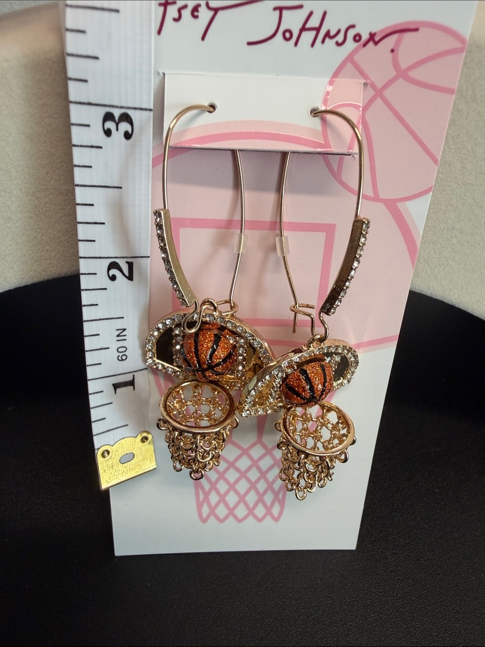 Betsey Johnson | Basketball Hoop Earrings with Rhinestones 🏀 - Picture 10 of 10